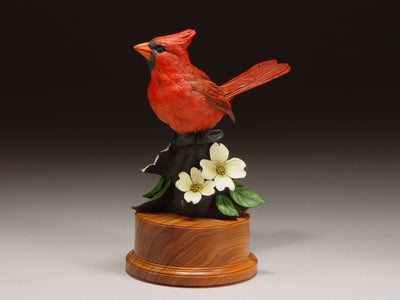 Cardinal and Dogwood (Edition of 48) by Eugene Morelli | Bronze | Sage Creek Gallery