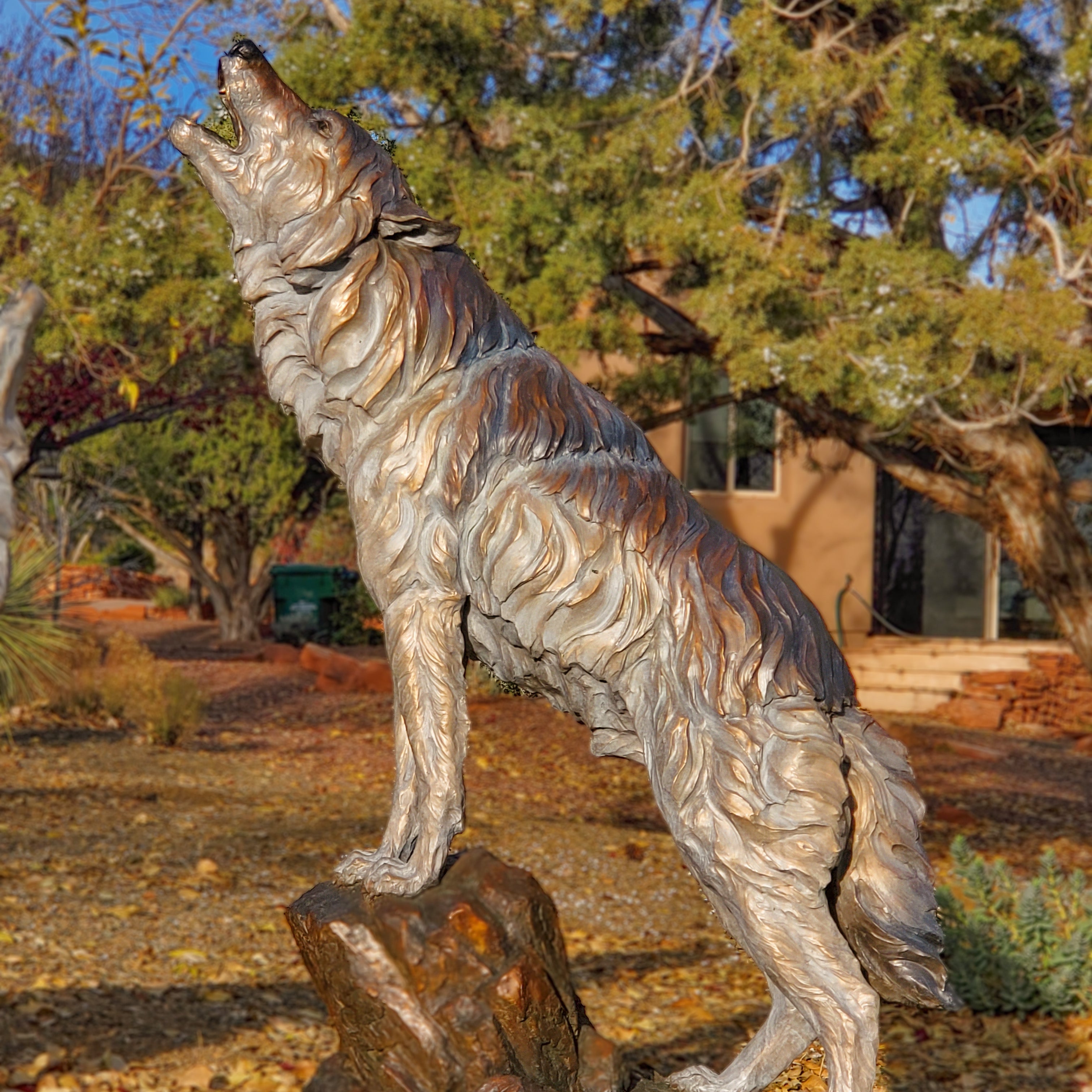 The Howling Wind (Standing Wolf) (Edition of 9 to 12) by Ken Rowe | Bronze | Sage Creek Gallery