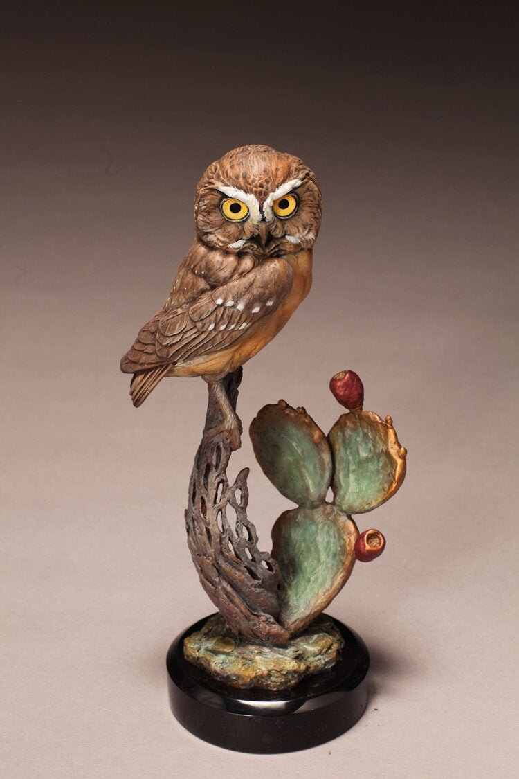 Elf Owl on Ocotillo (Edition of 48) by Eugene Morelli | Bronze | Sage Creek Gallery