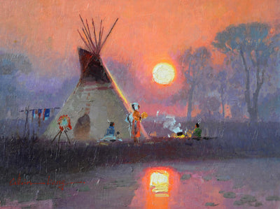 Sunset Cooking by Calvin Liang | Oil | Sage Creek Gallery