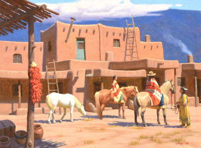 Sunny Pueblo by Simon Lok | Oil | Sage Creek Gallery