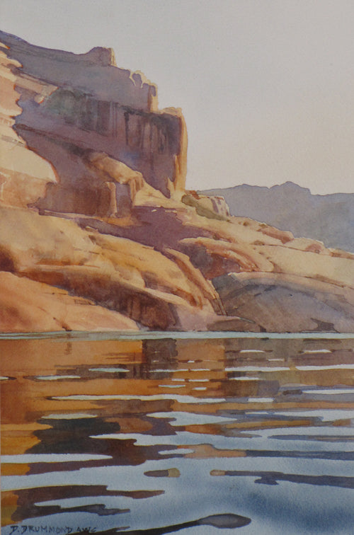 Afternoon Cliff Reflections by David Drummond | Watercolor | Sage Creek Gallery