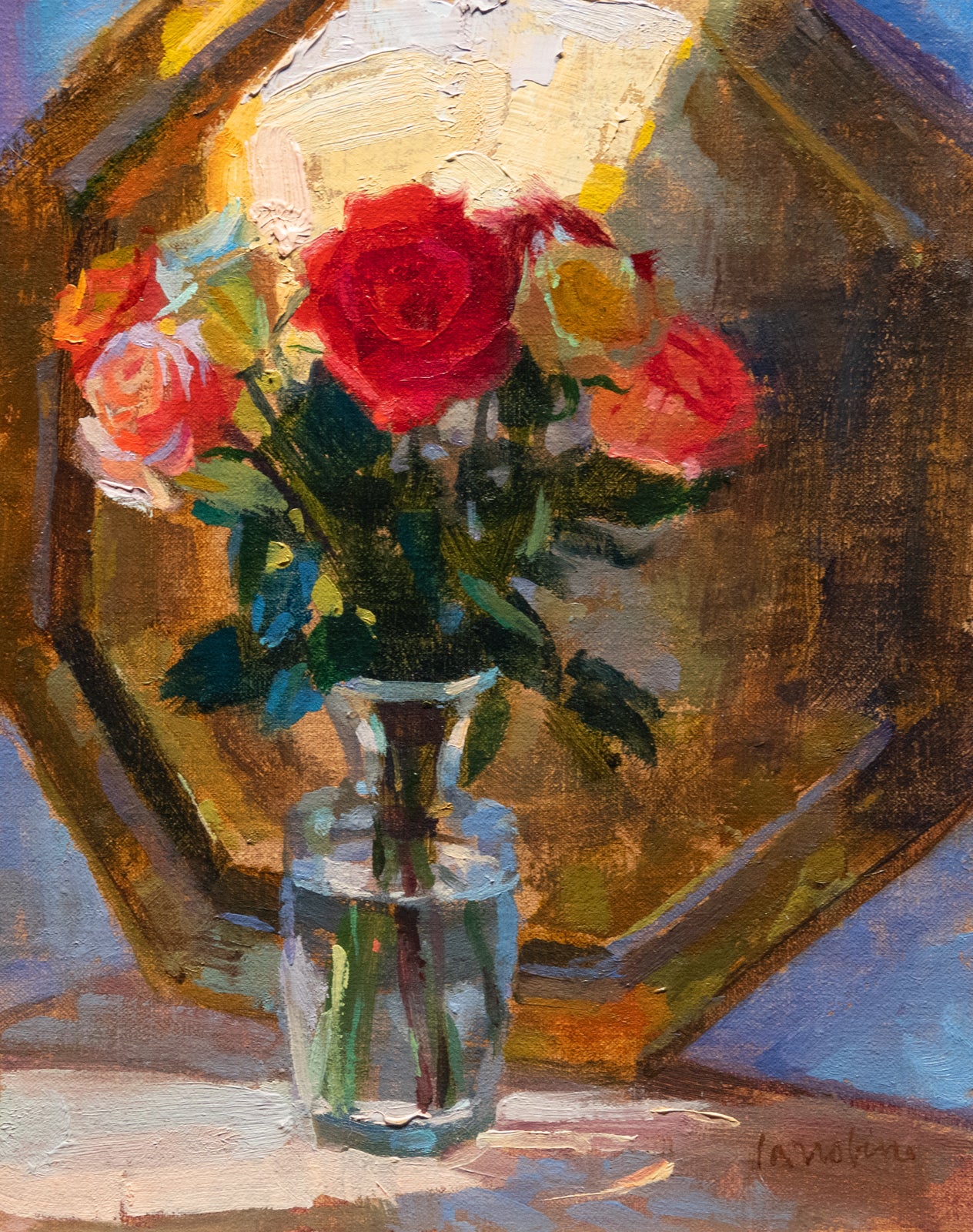 Roses, Glass and Brass by Charles Iarrobino | Oil | Sage Creek Gallery