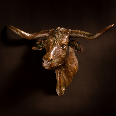 Steer Head (Straight) Wall Mount (Edition of 30) by Scott Rogers | Bronze | Sage Creek Gallery