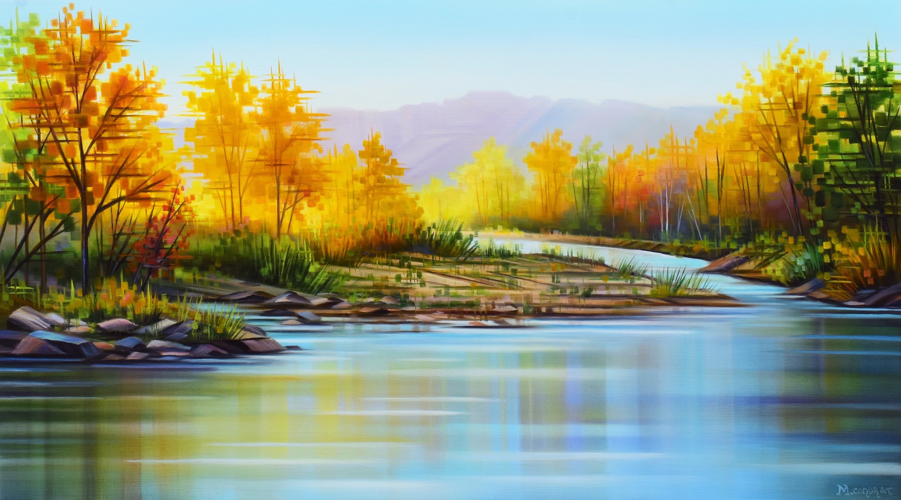 Peaceful River Reflections by Michelle Condrat | Oil | Sage Creek Gallery