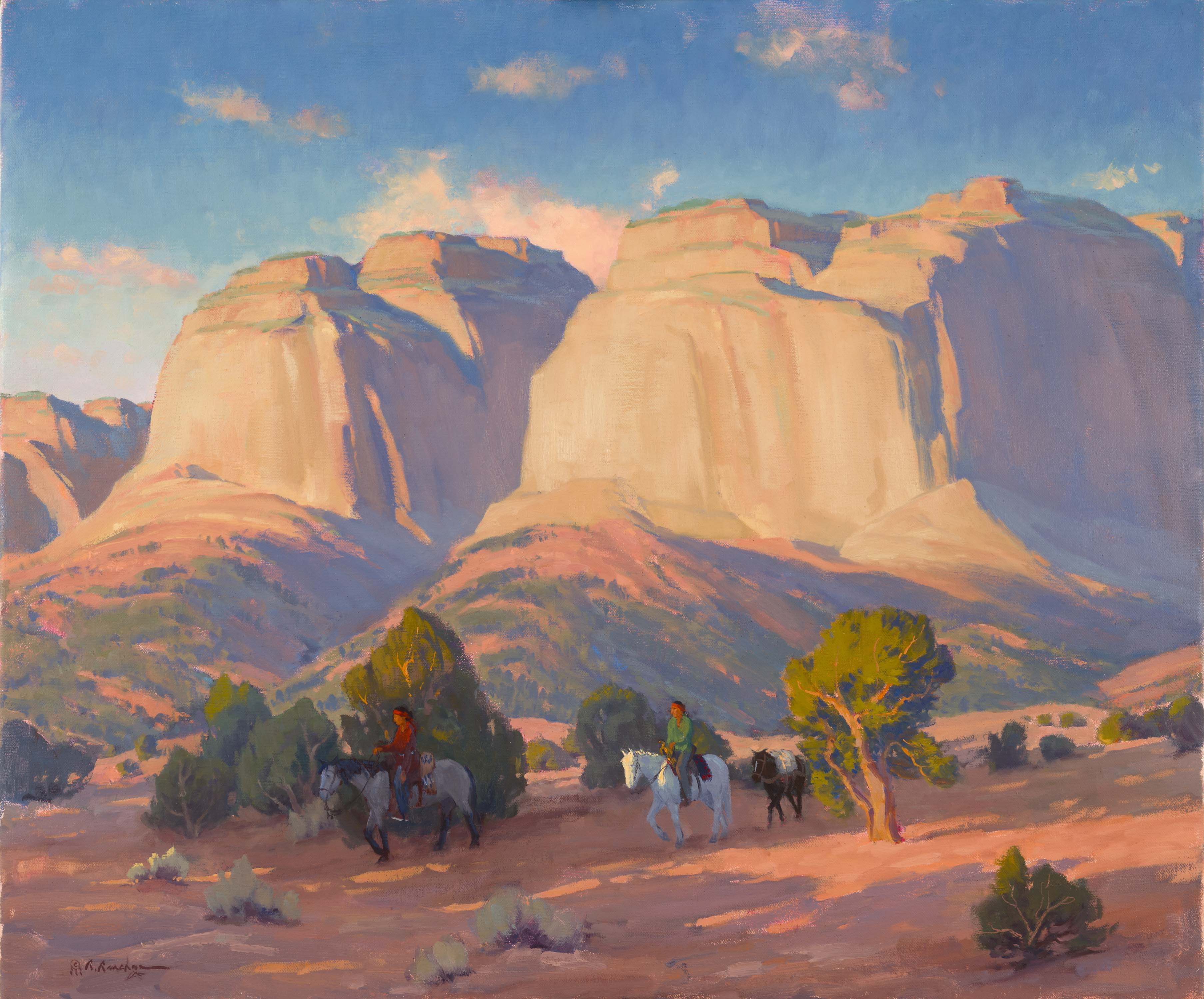 Navajo Blanket Traders by Ron Rencher | Oil | Sage Creek Gallery