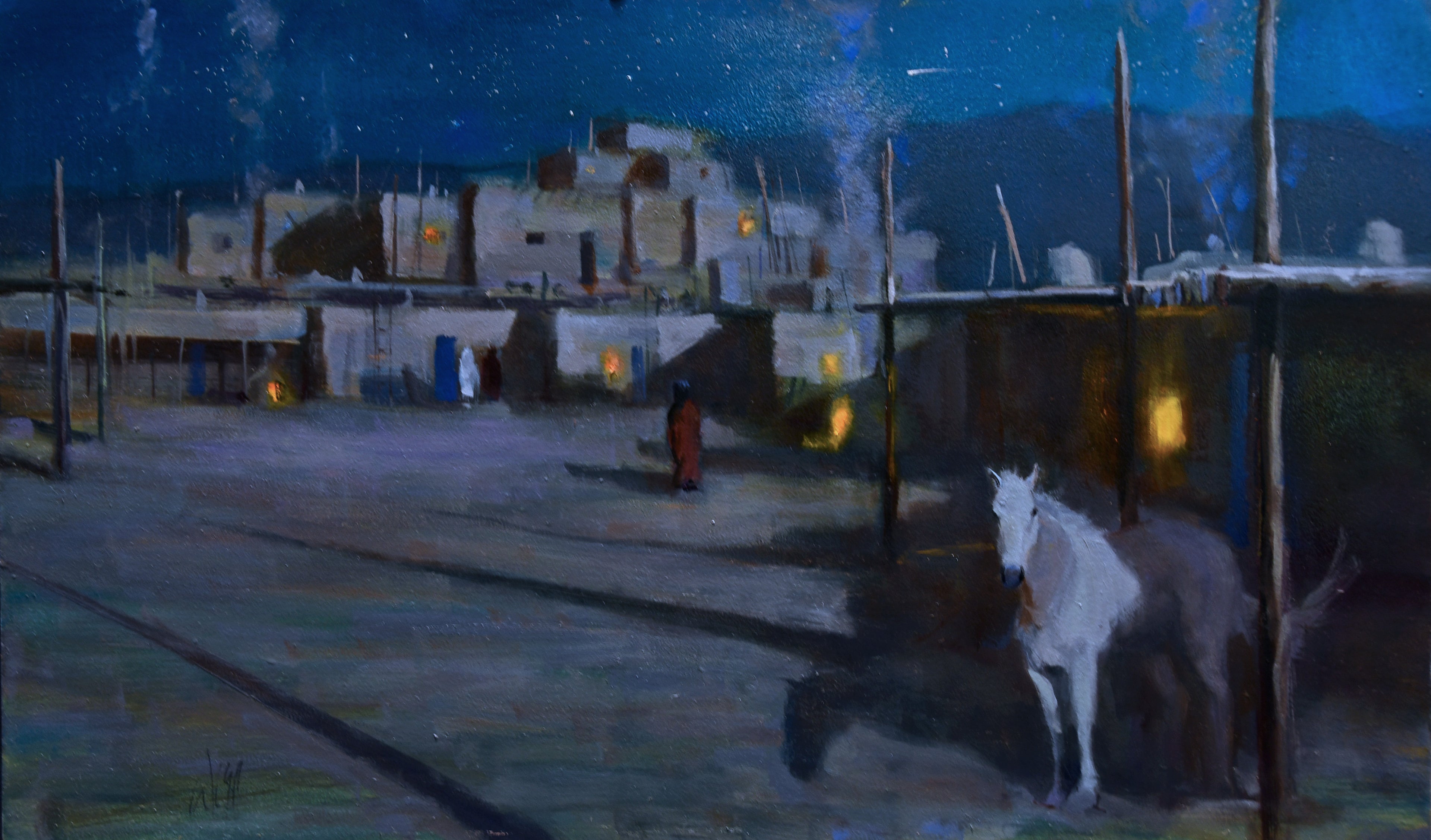 Taos After Dark by Mike Wise | Oil | Sage Creek Gallery